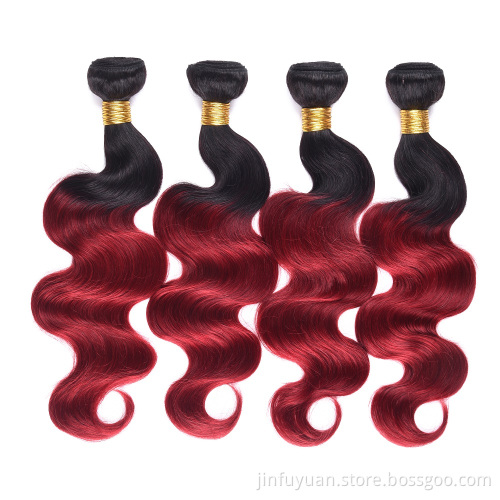 fast shipping brazilian body wave 1b/red human hair weaves no shed no tangle no shedding